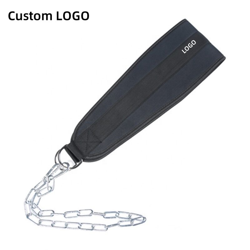 Exercise Pull-up Weight Lifting Muscle Sweat Support Waist Adjustable Comfort Fabric Hip Thrust Dipping Belt With Chain