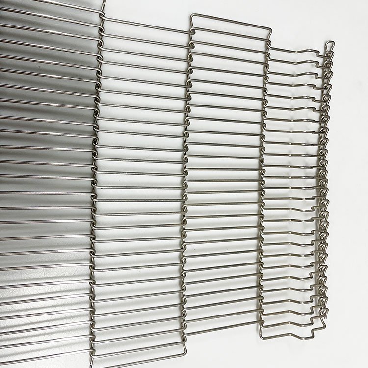 Double edge treatment customized size 304 stainless steel wire mesh enrober conveyor belt with free locks