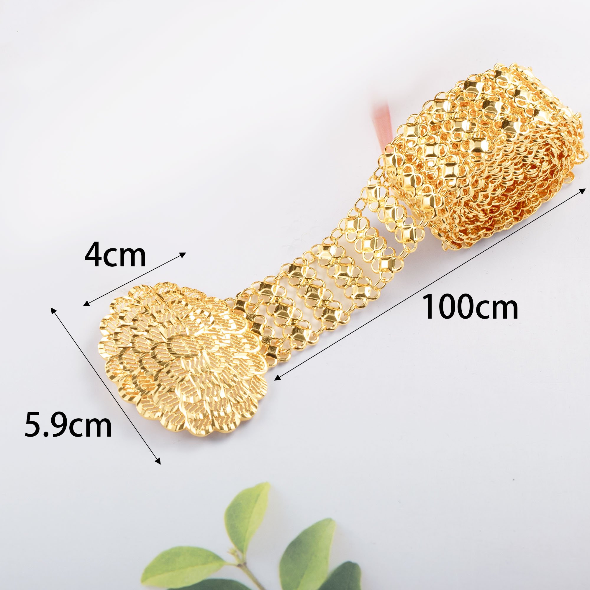 Customizable 18k Gold Plated Metal Chain Belt for Arab Men Designer Belts for Anniversary and Engagement in Middle East