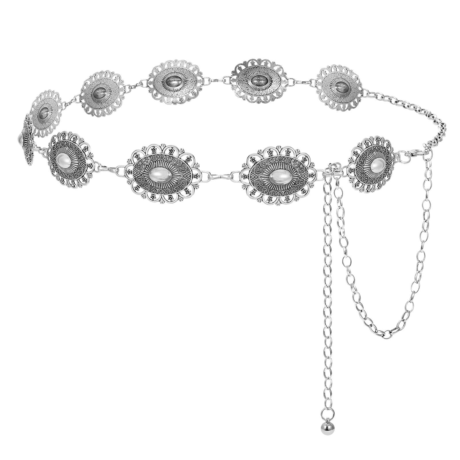 Wholesale Adjustable Ladies Womens Dress Houlite Waist Chain Belt Flower Shaped Trendy Fashion Boho Metal Waist Belt