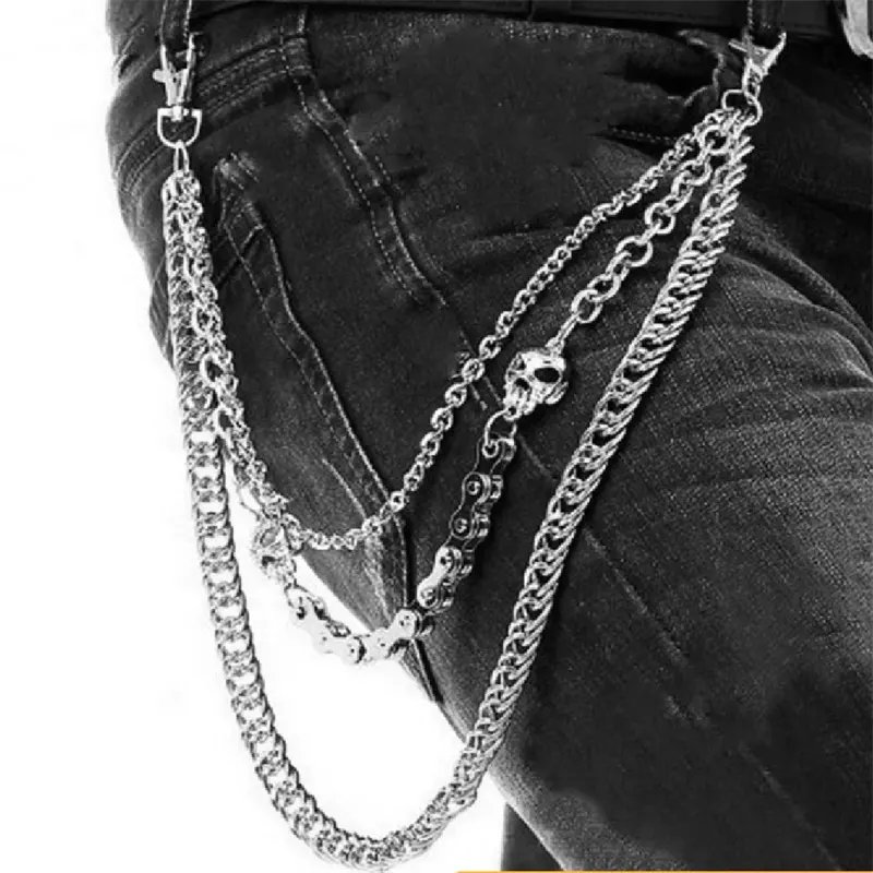 Factory Direct Hip Hop Three-Layer Chain Motorcycle Punk Jeans Chain Everything Cool Pants Trouser Chain Hanging Accessories