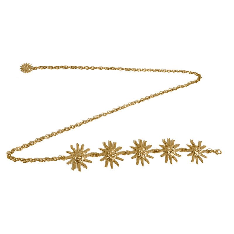 2024 New Personality Chain Belt Metal Sun Smiley Decoration Waist Chain Ladies Skirt Belt