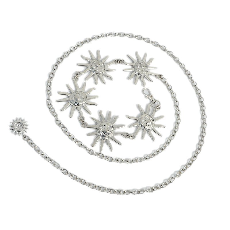 2024 New Personality Chain Belt Metal Sun Smiley Decoration Waist Chain Ladies Skirt Belt