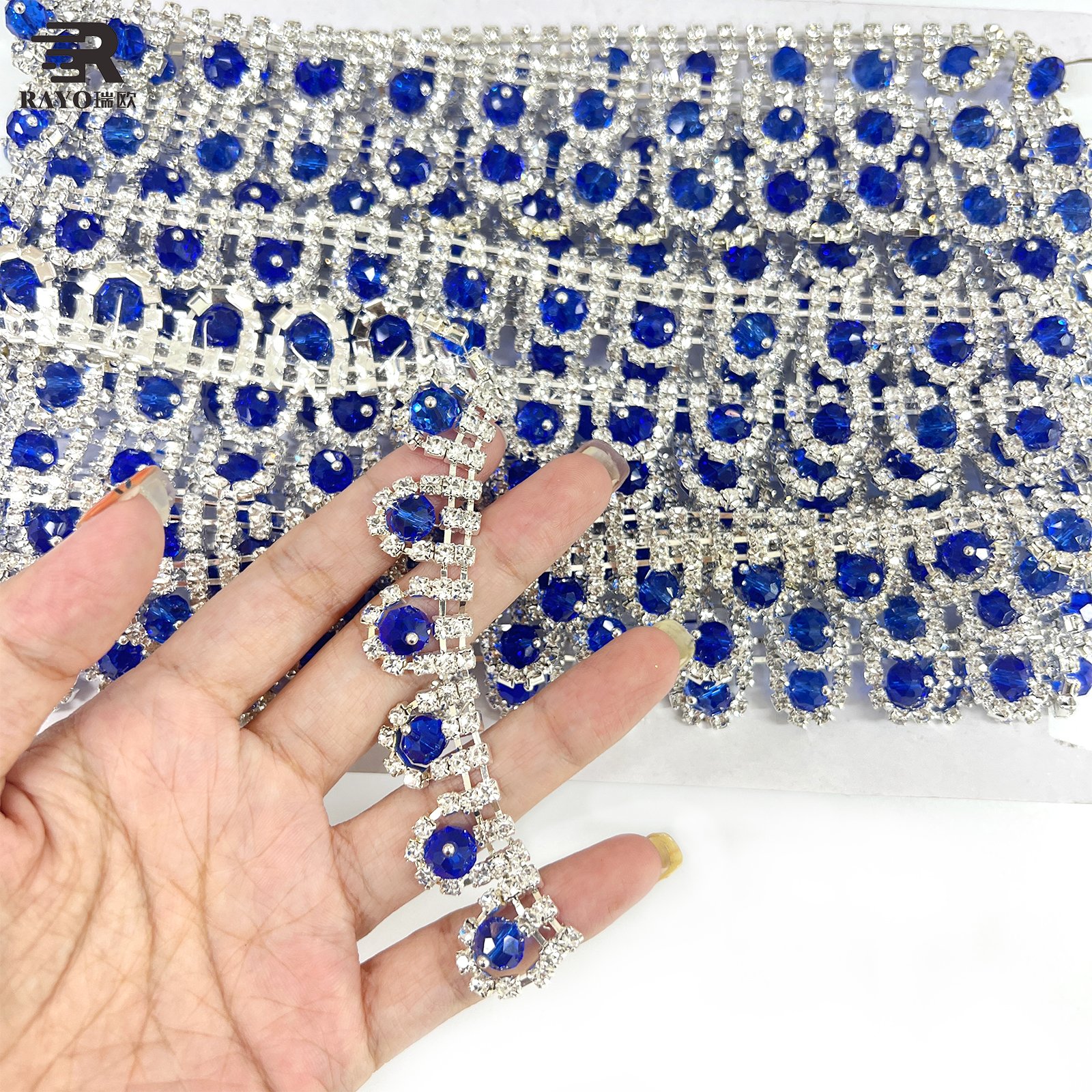 Hot Fix Glass Rhinestone Cup Chain Sew-On Trims Flatback round Shape for Shoes Garments Bags
