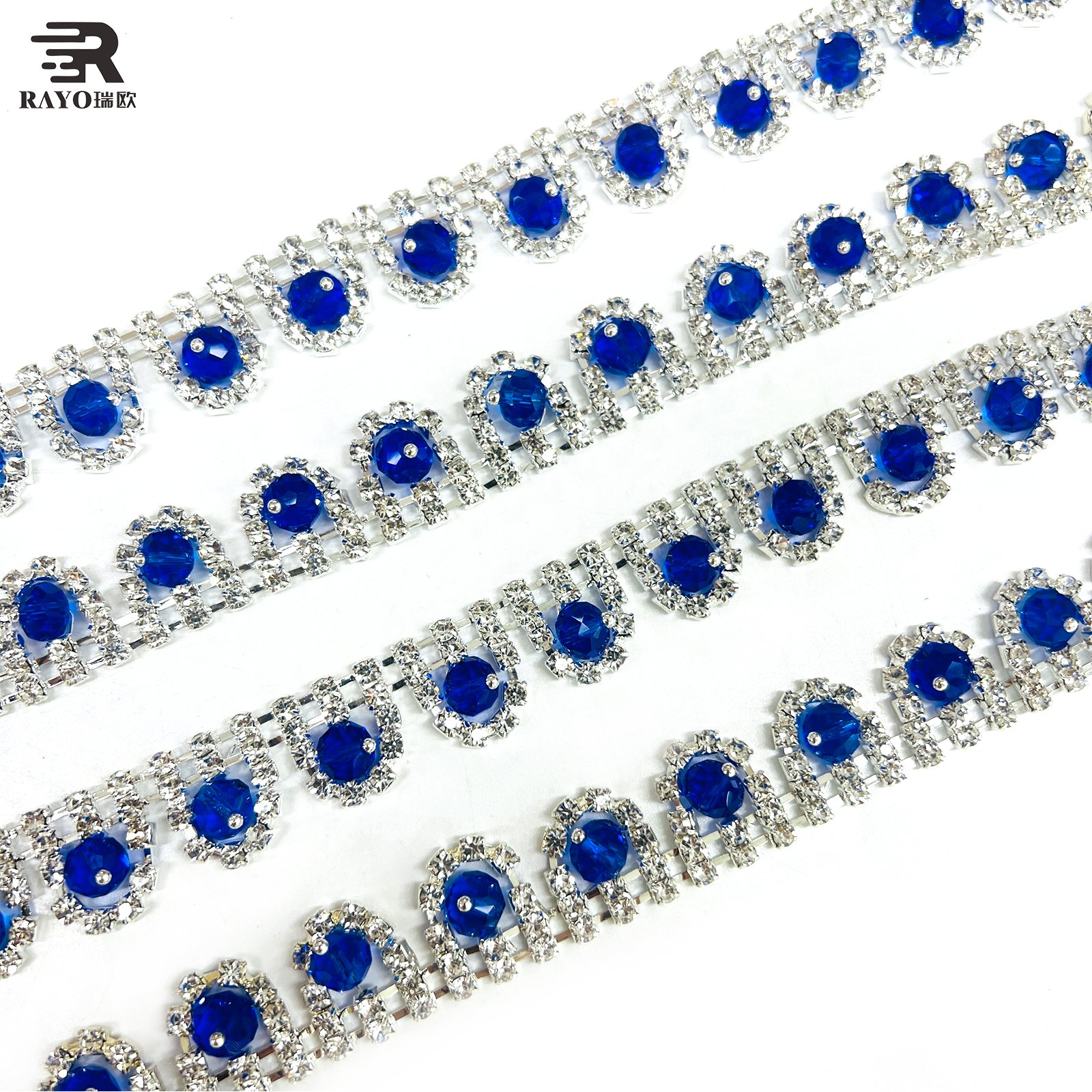 Hot Fix Glass Rhinestone Cup Chain Sew-On Trims Flatback round Shape for Shoes Garments Bags