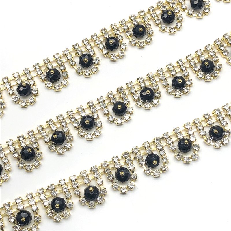 Hot Fix Glass Rhinestone Cup Chain Sew-On Trims Flatback round Shape for Shoes Garments Bags