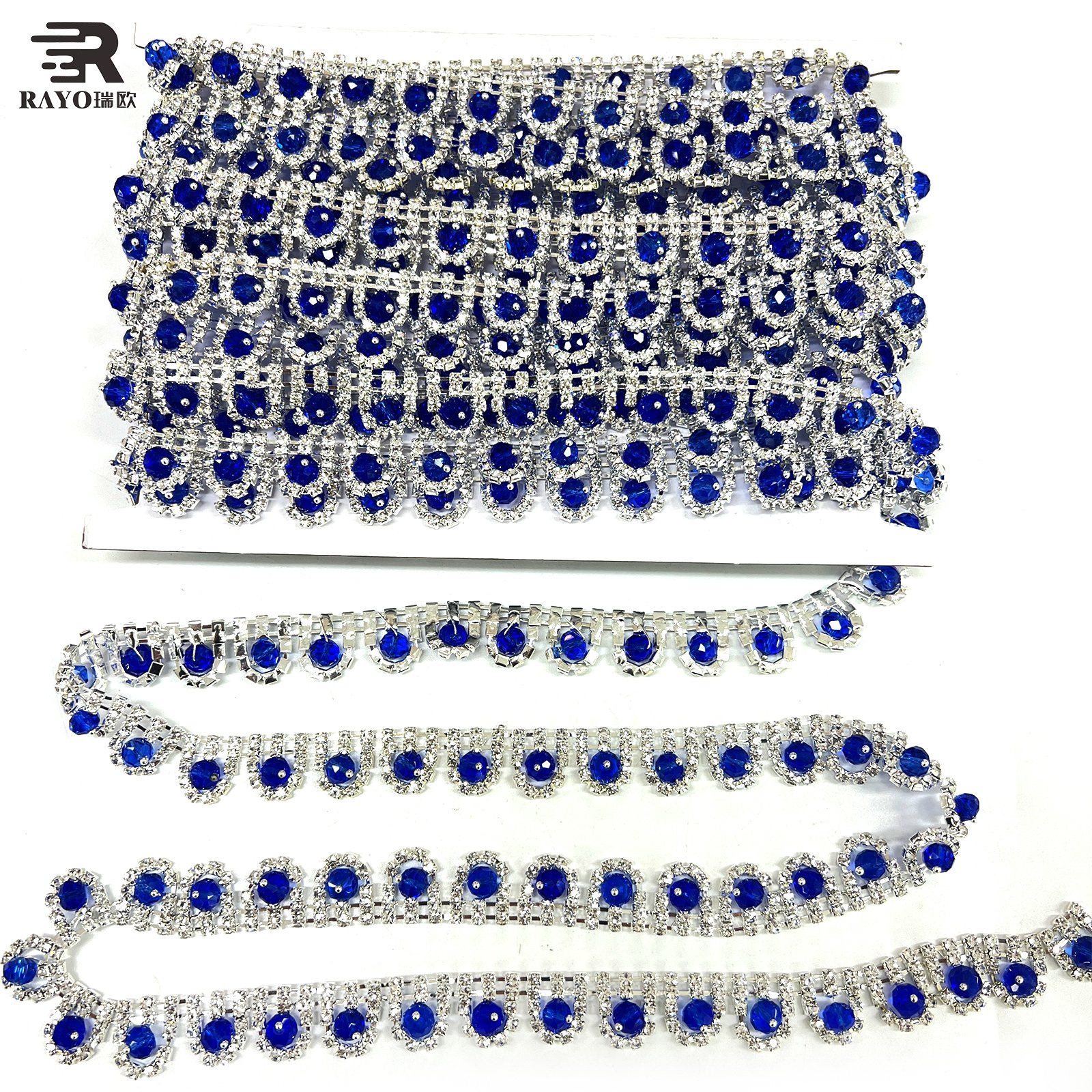 Hot Fix Glass Rhinestone Cup Chain Sew-On Trims Flatback round Shape for Shoes Garments Bags