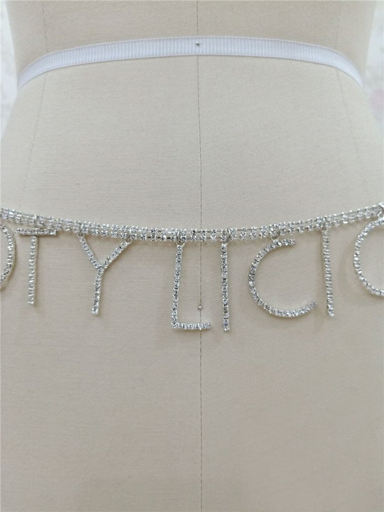 2020 summer body jewelry waist chain women custom diamond letter waist chain