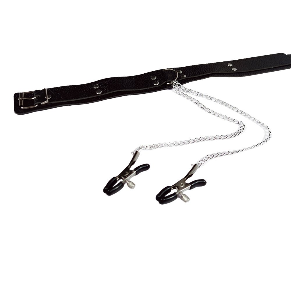 Leather BodySuit Punk Layered Chest Chain Party Waist Belt PU Belly Chain Rave Festival Club Body Jewelry with Nipple clamp