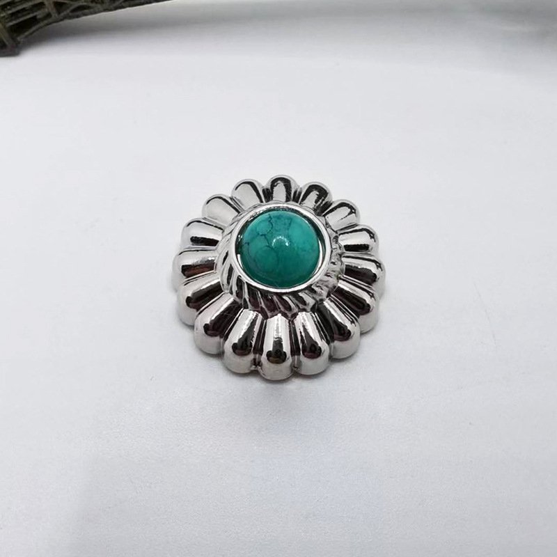 Flower Navajo Conchos with Synthetic Turquoise Screw Back Studs Wallet Bracelet Embellishment