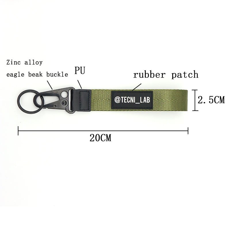 Custom Resin PVC Label Sewn Nylon Webbing Motorcycle JDM Luxury Souvenir Wristlet Keychain