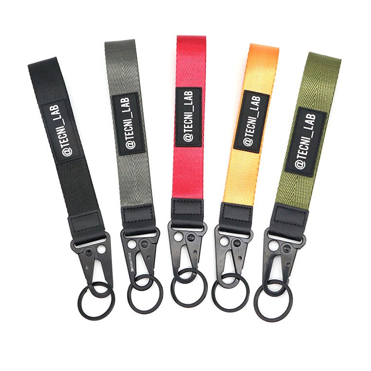 Custom Resin PVC Label Sewn Nylon Webbing Motorcycle JDM Luxury Souvenir Wristlet Keychain