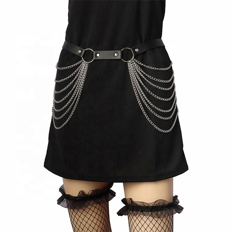 Good Selling Fashion Punk Waist Chain Belt Pu Leather Body Jewelry Sexy Shorts Belly Chain For Women