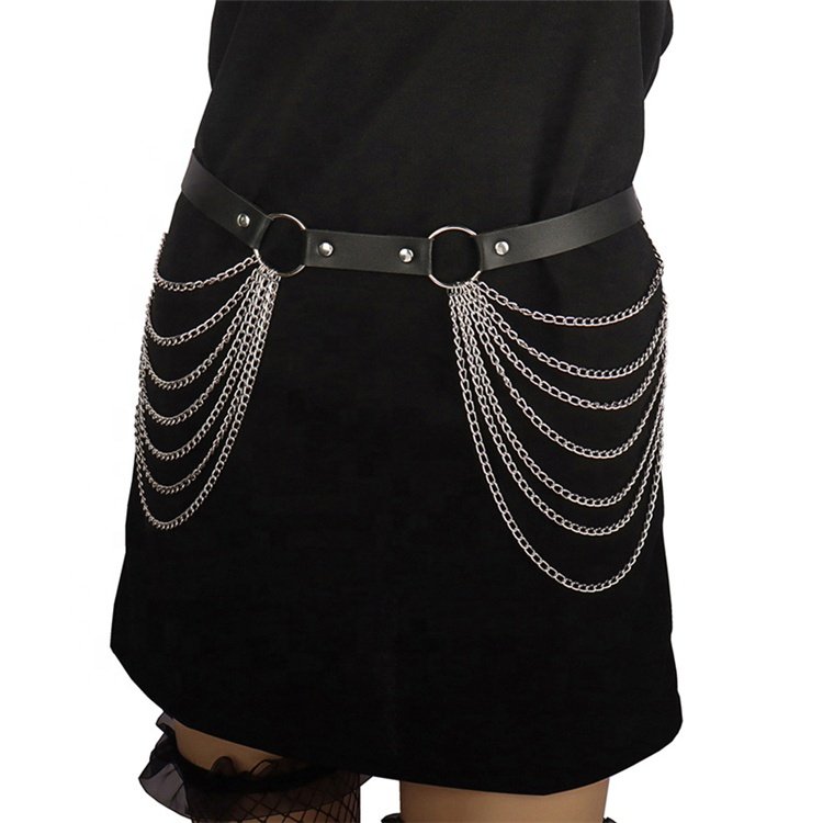 Good Selling Fashion Punk Waist Chain Belt Pu Leather Body Jewelry Sexy Shorts Belly Chain For Women