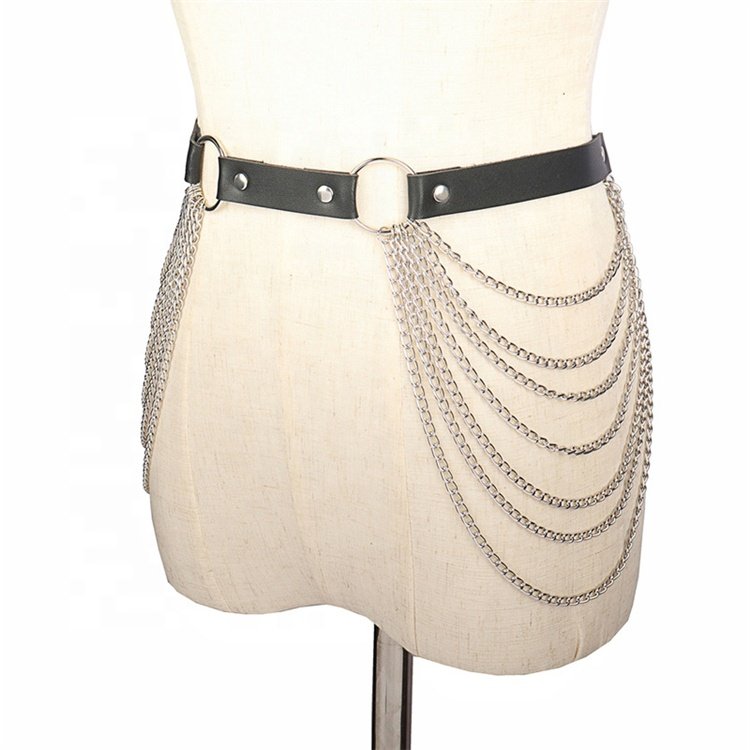 Good Selling Fashion Punk Waist Chain Belt Pu Leather Body Jewelry Sexy Shorts Belly Chain For Women