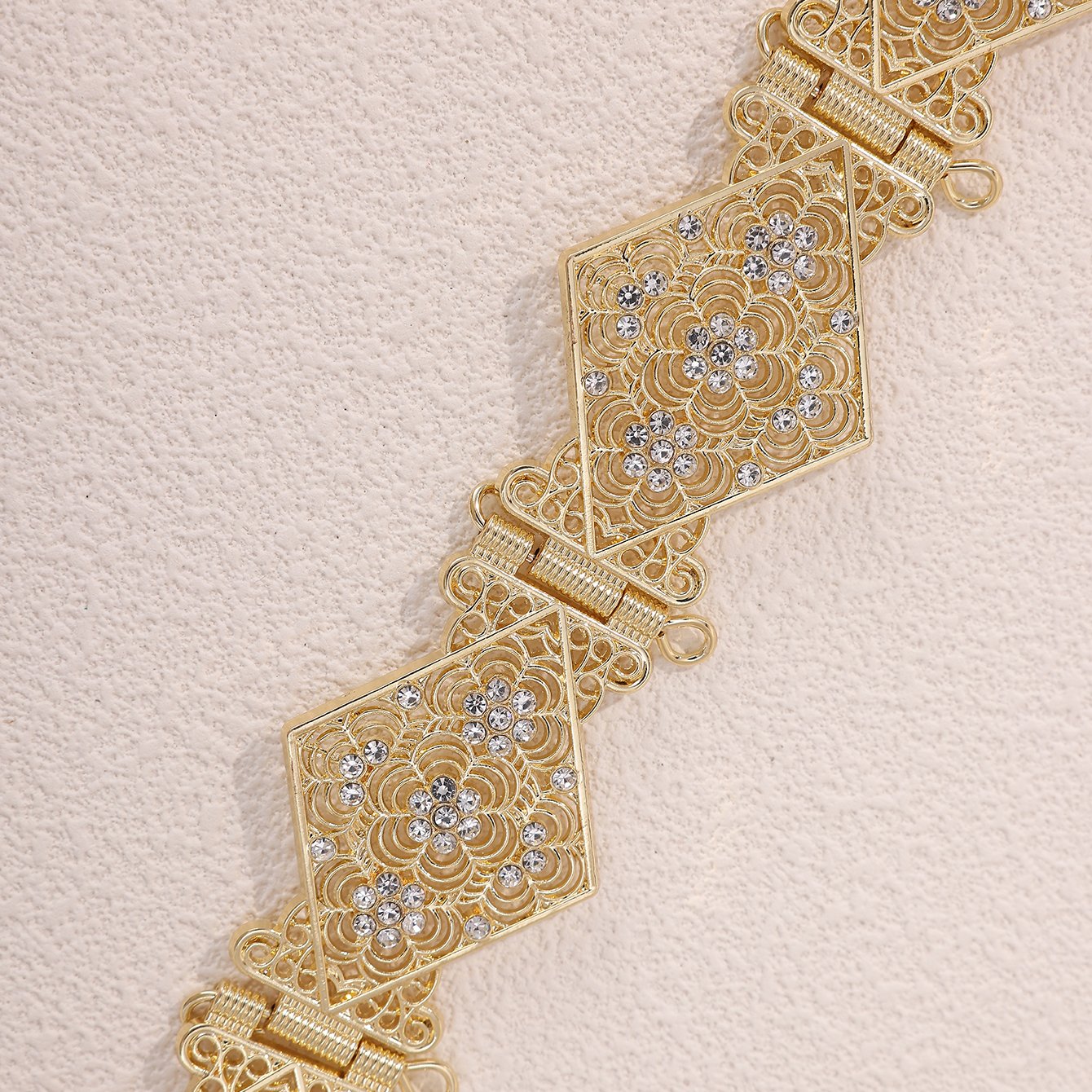 Morocco New Metal Rope Waist Chain Diamond Design Diamond-Encrusted Shape Children's Belt