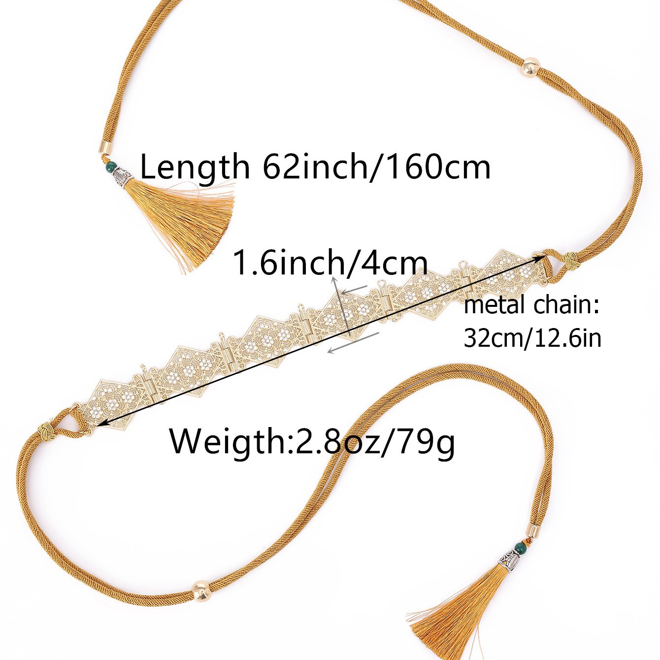 Morocco New Metal Rope Waist Chain Diamond Design Diamond-Encrusted Shape Children's Belt