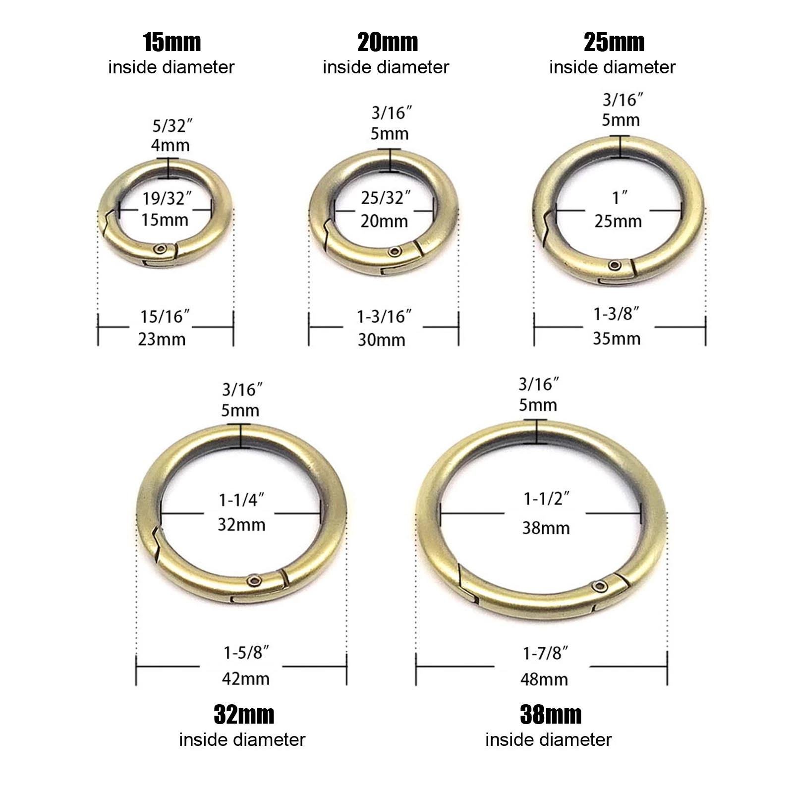 Handbag Accessories 25mm Round Gate Rings Key Ring Spring Opening 1" Circle Snap Clip Hook Spring O Ring