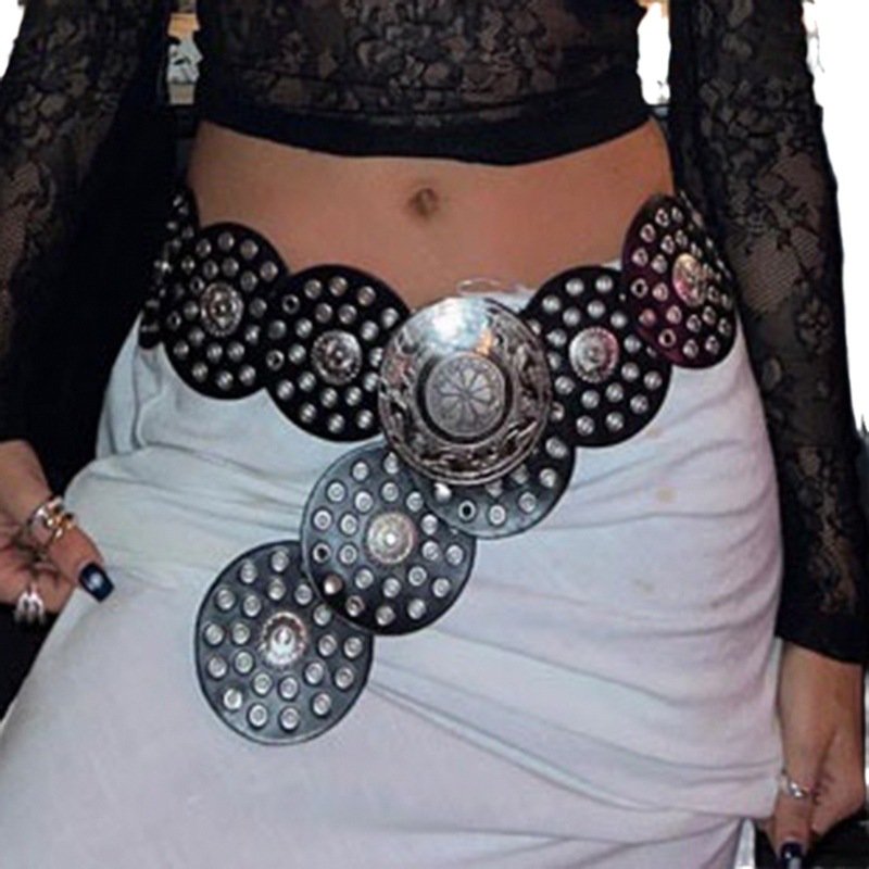 Vintage women high quality fashion accessories metal decorative waist chain rhinestone Y2K belt