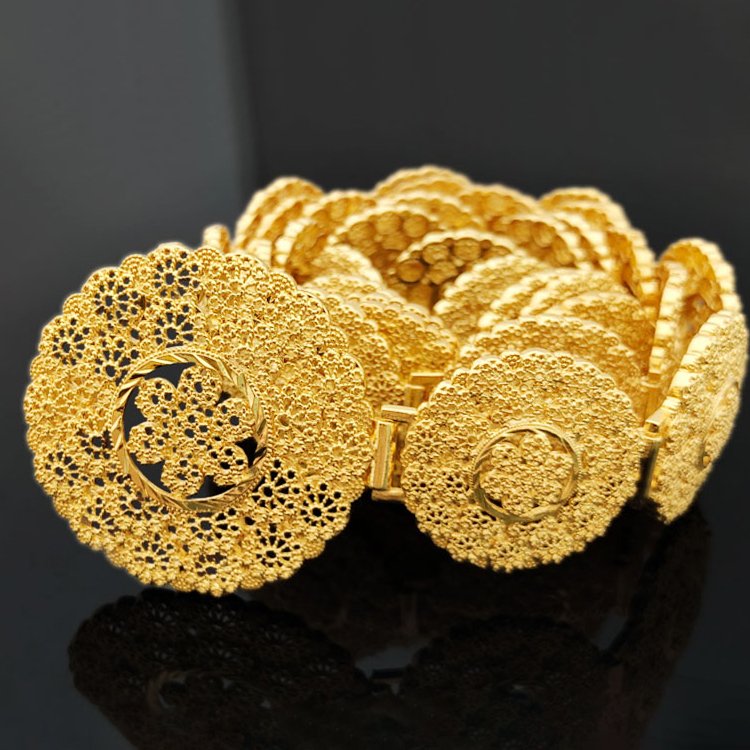 Dubai chain Belts For Women Luxury Gold Plated Bridal Waist belts With Cutout Metal gold filled jewelry