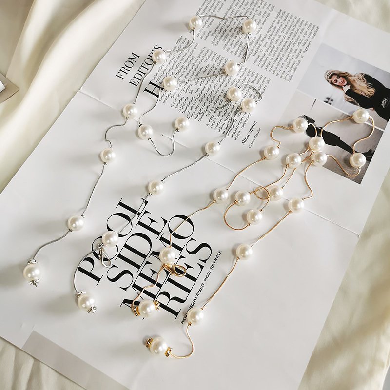Fashion Silver Gold Color Thin Chain Pearl Women Belly Waist Chains Women Belt Chain