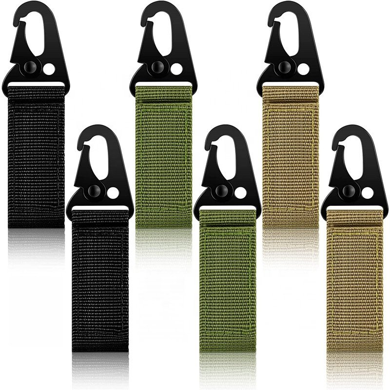 Tactical Nylon Keychain Belt Multi-Functional Nylon Webbing Key Chain Multi-Purpose Clip Buckle Standard Key Ring Holder