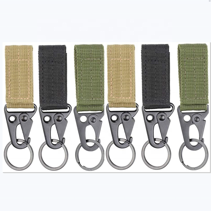 Tactical Nylon Keychain Belt Multi-Functional Nylon Webbing Key Chain Multi-Purpose Clip Buckle Standard Key Ring Holder
