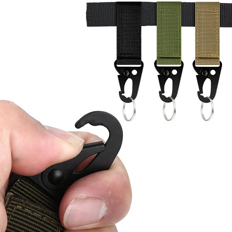 Tactical Nylon Keychain Belt Multi-Functional Nylon Webbing Key Chain Multi-Purpose Clip Buckle Standard Key Ring Holder