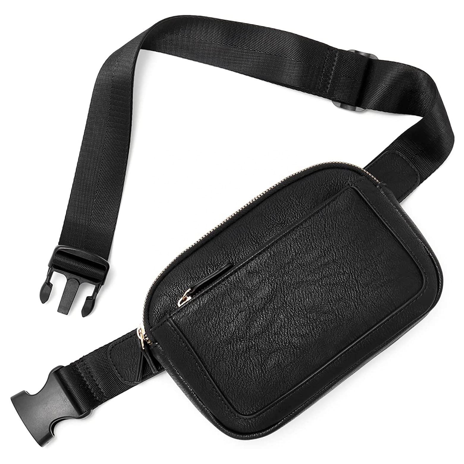 Men's Fashion Trendy PU Waist Messenger Bag Waterproof with Shoulder Belt and Sling Chain Strap for Travel