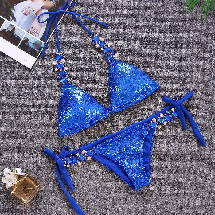 Square Big Crystal Royal Blue Chains Diamante Bikini Connectors For Beachwear Jewel Accessories