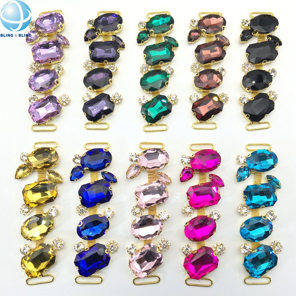 Square Big Crystal Royal Blue Chains Diamante Bikini Connectors For Beachwear Jewel Accessories