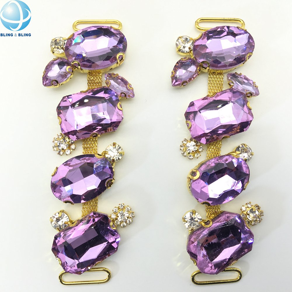 Square Big Crystal Royal Blue Chains Diamante Bikini Connectors For Beachwear Jewel Accessories
