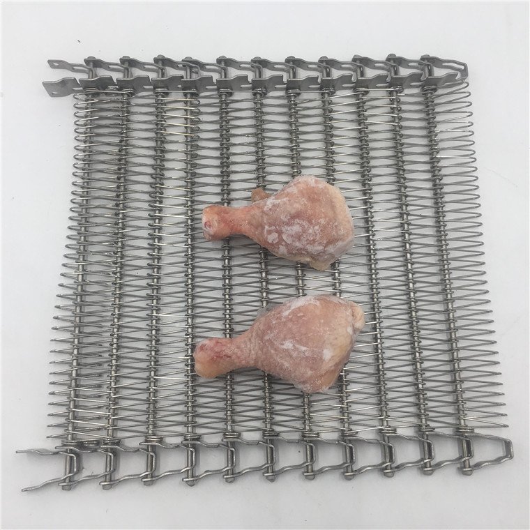 Stainless steel mesh tape spiral chain conveyor belt with transverse baffle