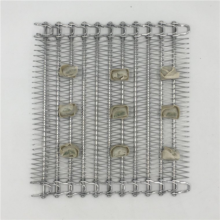 Stainless steel mesh tape spiral chain conveyor belt with transverse baffle