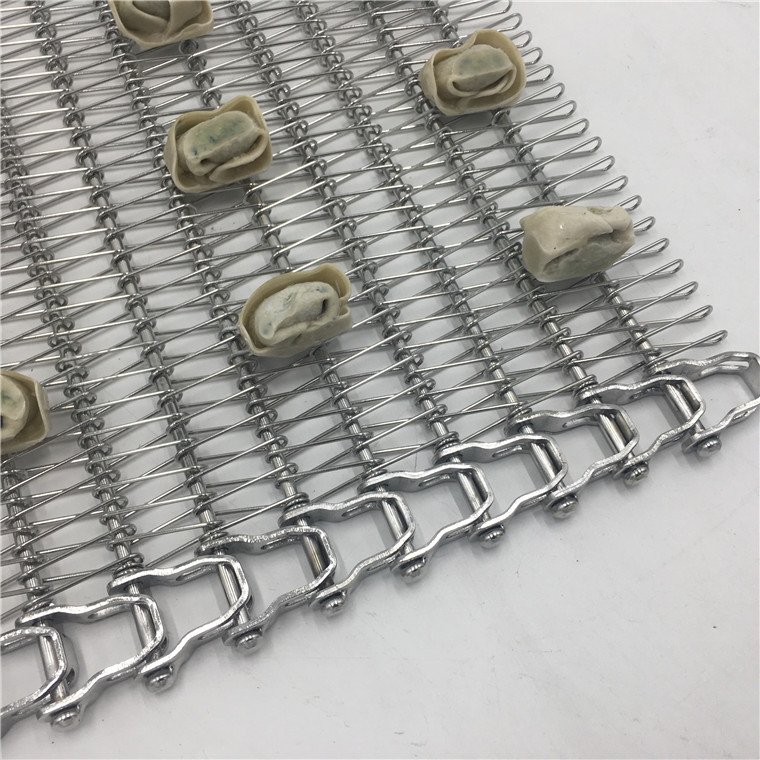 Stainless steel mesh tape spiral chain conveyor belt with transverse baffle