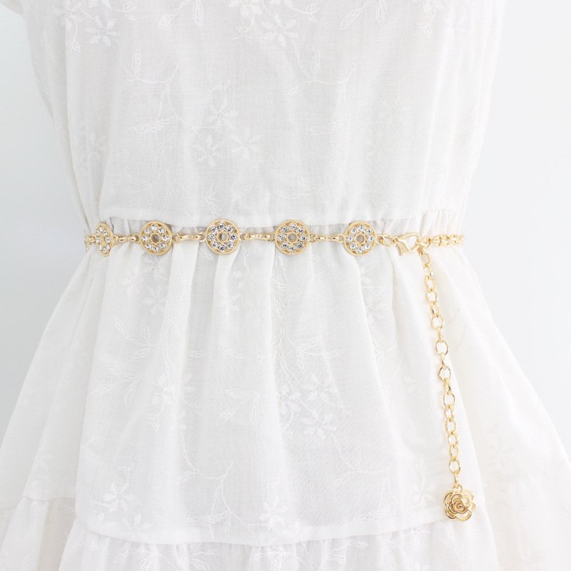 Spring Summer Hook Adjustable Waist Chain Women's Fashion Metal String With Dresses Sweater Decorative Waist Closure Chain