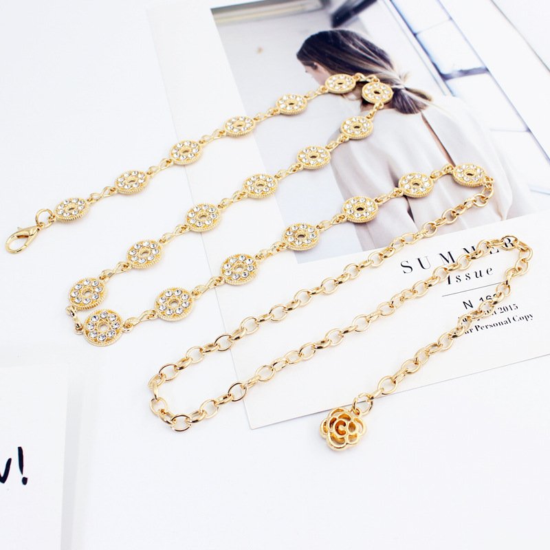 Spring Summer Hook Adjustable Waist Chain Women's Fashion Metal String With Dresses Sweater Decorative Waist Closure Chain