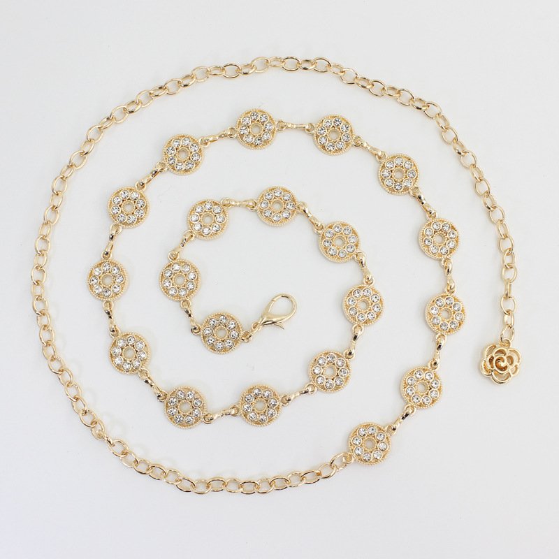 Spring Summer Hook Adjustable Waist Chain Women's Fashion Metal String With Dresses Sweater Decorative Waist Closure Chain