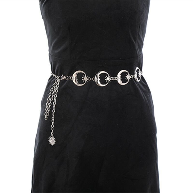 2024 Gold Color Ladies Dress Belt with Long Tassel Punk & Sexy Alloy Metal Circle Chain for Women for Party & Gift
