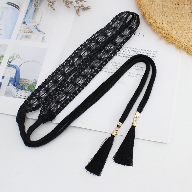 Women's Elastic Textile Belt Energy Elastic Belt Women's Fashion Vintage Wide Waist Belt Elastic
