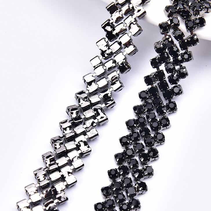 JFRC069 Silver Crystals Rhinestone Chain Trim Diamond Belts Trimming For Diy Clothes Accessory Dress Belts