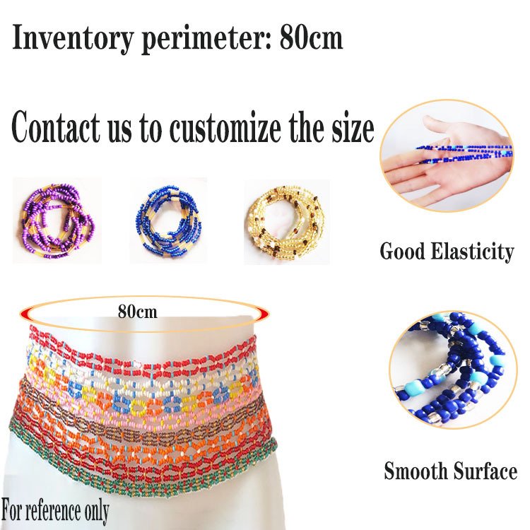 80 Colors boho african multi colors rice beads 80 cm elastic cord waist beads belly body chain jewelry for women bulk wholesale