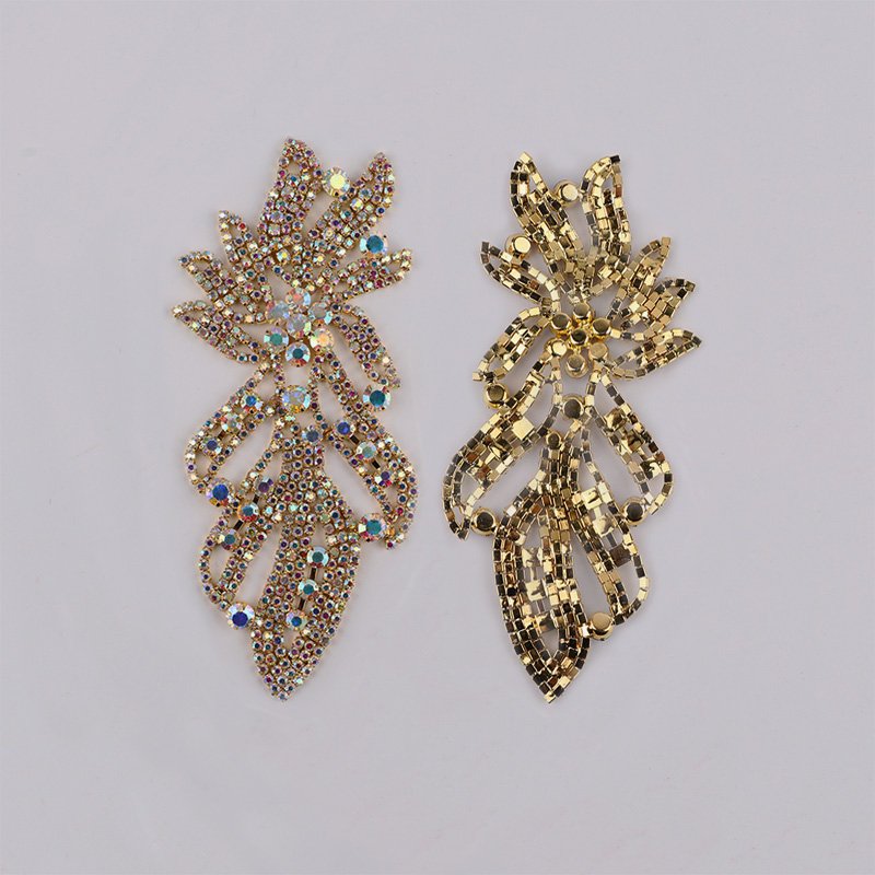 Trendy Multi-Shapes Shimmering Elegance Diamond Rhinestone Applique Patch Golden Base For Decoration Diamond Glue Design Patch