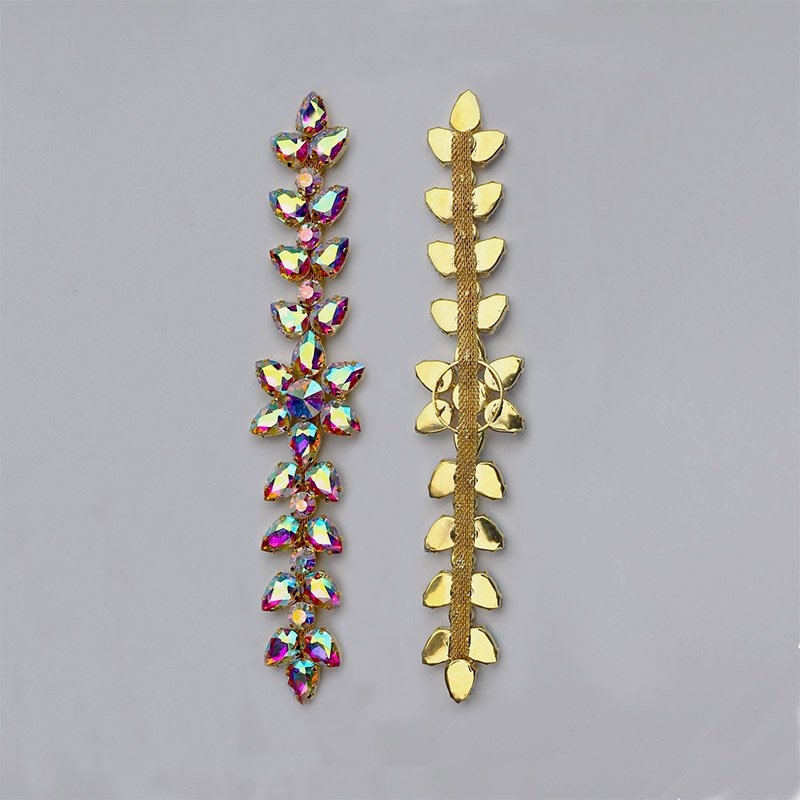 Trendy Multi-Shapes Shimmering Elegance Diamond Rhinestone Applique Patch Golden Base For Decoration Diamond Glue Design Patch