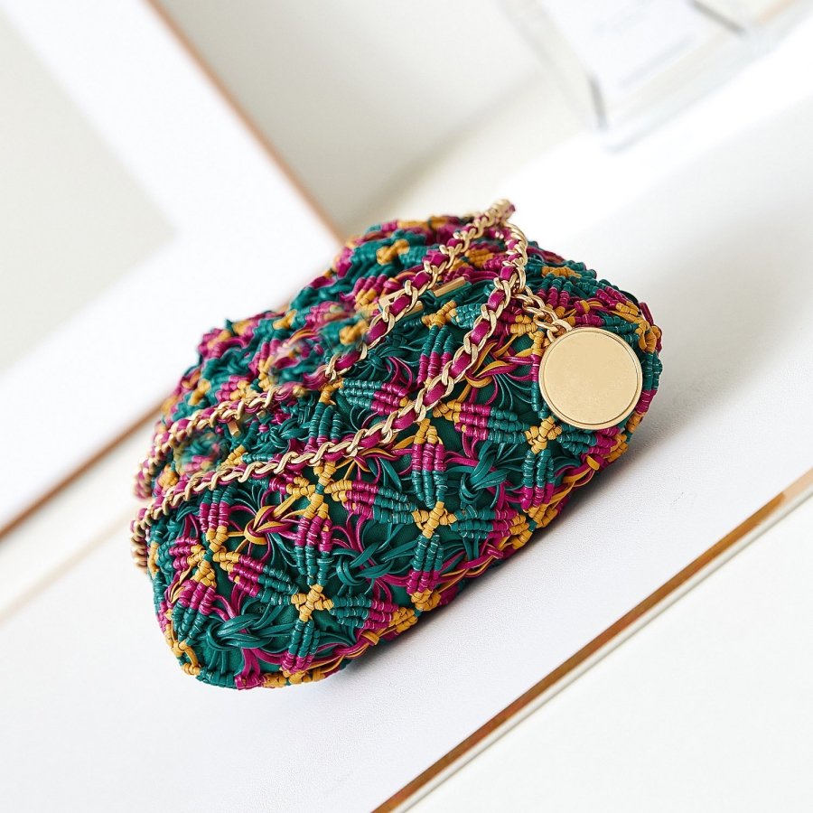 12A high quality woven chain backpack Crossbody bag Handbag shoulder bag pure hand-made imported real belt original box