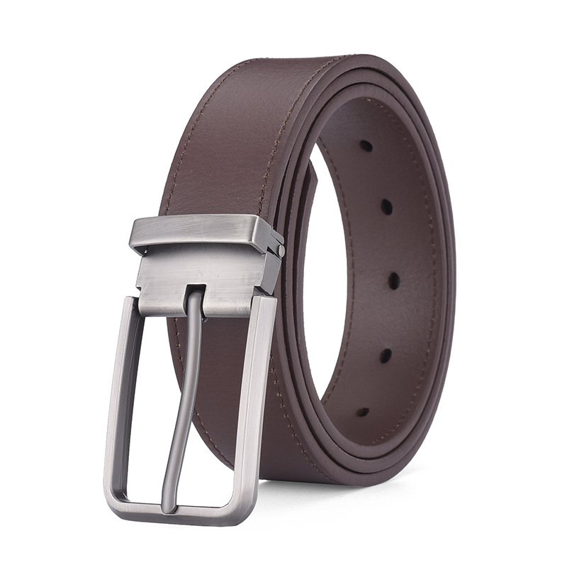 Men's Custom Logo Genuine Leather Cowhide Belt with OEM Factory Wholesale Alloy Pin Buckle Split Design for Male