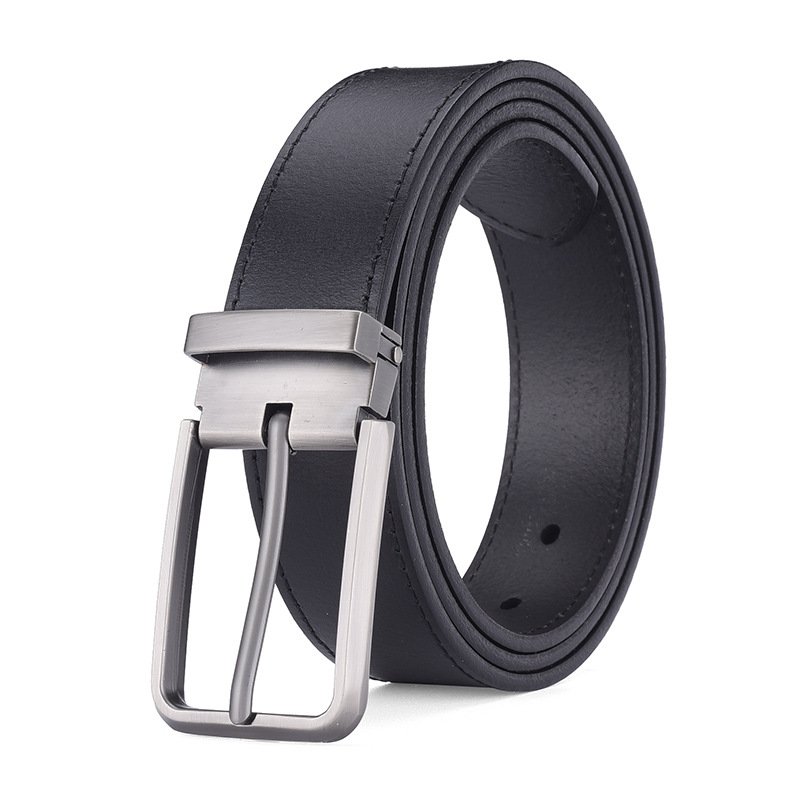 Men's Custom Logo Genuine Leather Cowhide Belt with OEM Factory Wholesale Alloy Pin Buckle Split Design for Male