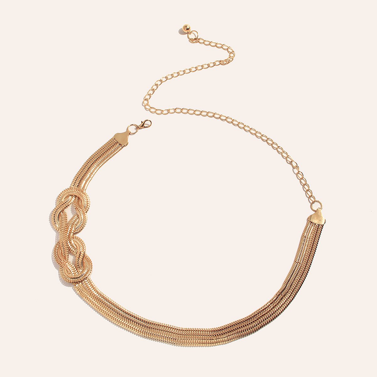 Luxury Retro Gold Spring Chain Belt Women Fashion Double Spring Waistband Geometric Buckle Dress Gold Belt