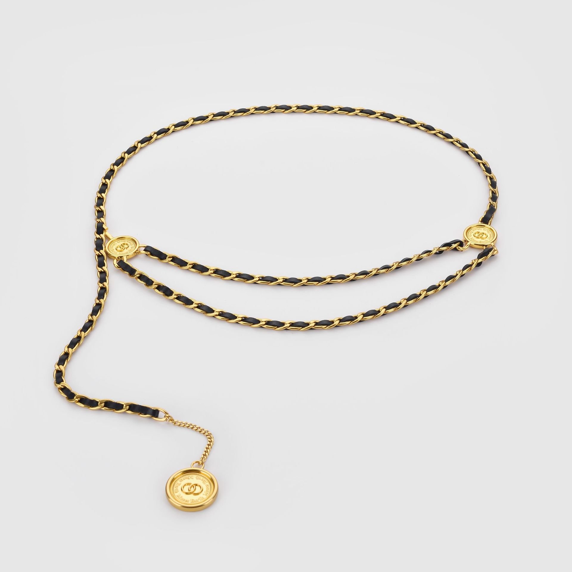Wholesale Fashion Gold With Black Chain Accessories Women Chain Belt Waist Custom Logo