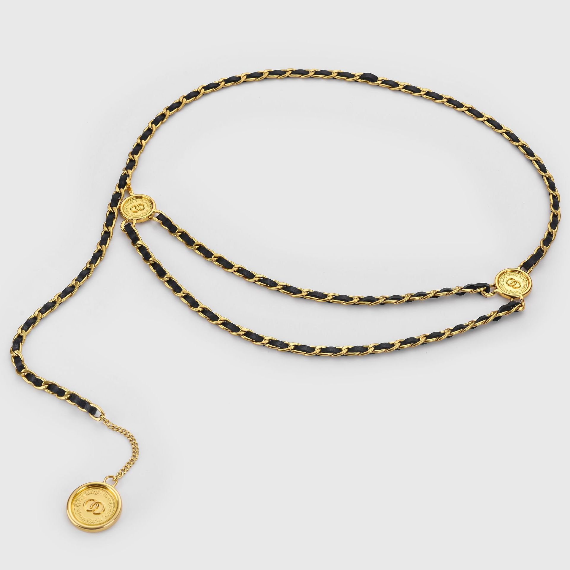 Wholesale Fashion Gold With Black Chain Accessories Women Chain Belt Waist Custom Logo